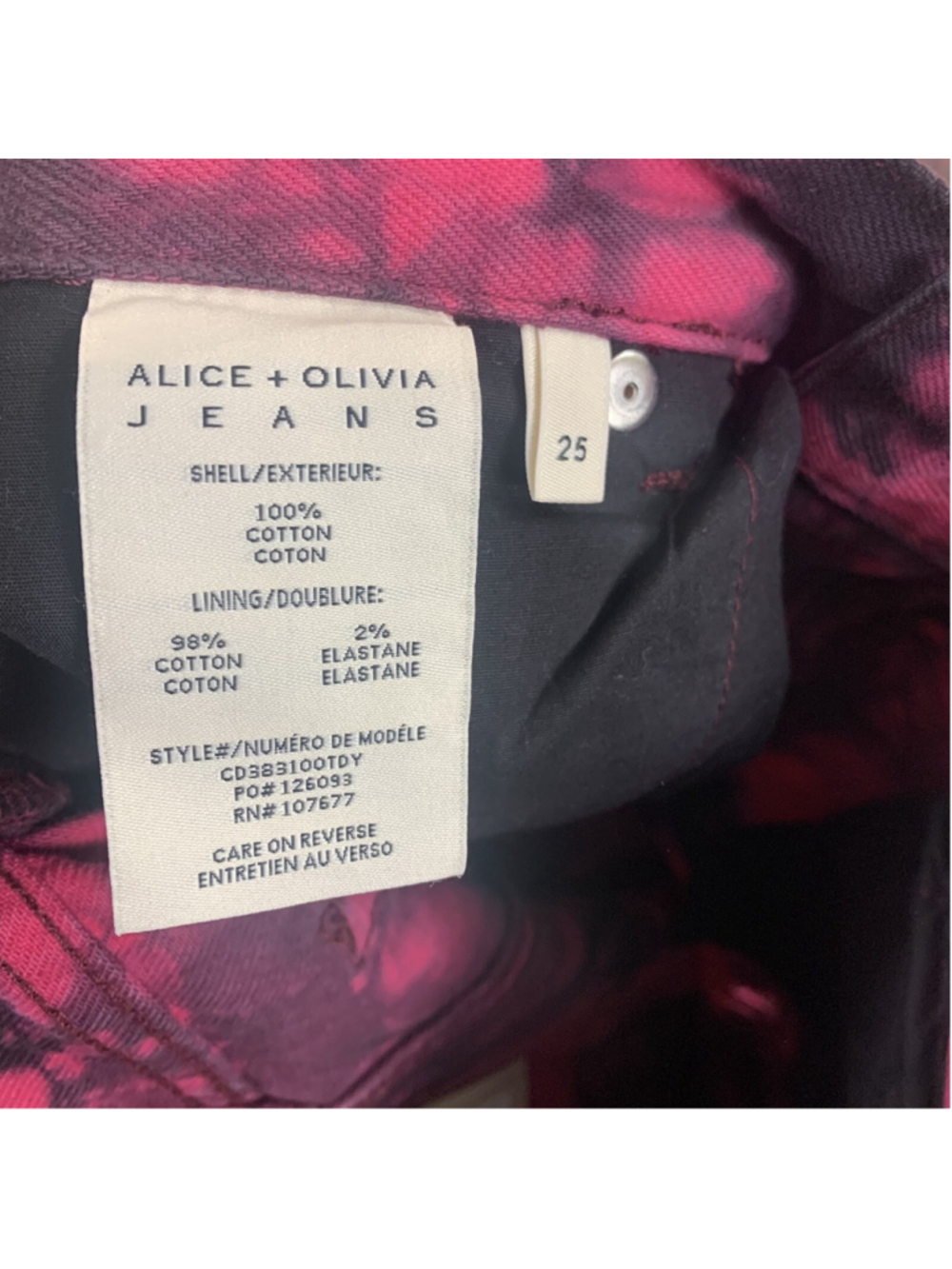 NEW Alice Olivia GENEVIEVE TIE DYE DISTRESSED BAGGY JEANS Size 25 - Picture 9 of 11